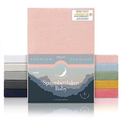 Immagine di Laleni premium lenzuola culla 38x77 cm con angoli 2 pz carrozzina neonato certificate OEKO TEX 100% cotone set lettino lenzuolo asilo nido rosa
