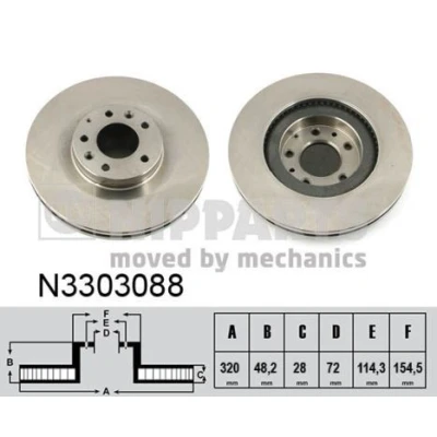 Immagine di NIPPARTS Disco freno MAZDA: CX 7 320mm 28mm 5 114,3mm ventilazione interna N3303088 EH143325X,EH143325XA,TD133325X Dischi freno, dei freni