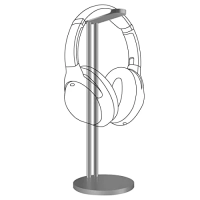 Immagine di Geekria Headphone Stand Headset Holder Matte Frosted Earphone with Aluminum Supporting Bar Flexible Headrest PU Solid Base for All Headphones Size (Gray)