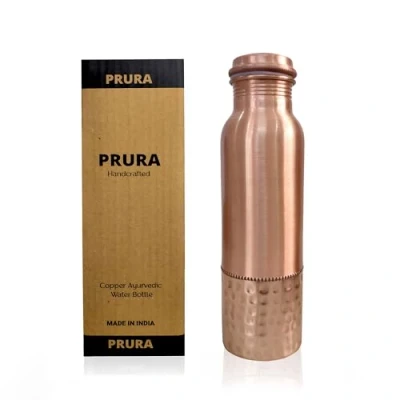 Immagine di PRURA Bottiglia per acqua in rame, a prova di perdite, puro rame ayurvedico 900ml/30oz Design 5