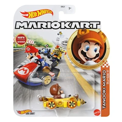 Immagine di Hot Wheels Modellino DieCast TANOOKI Mario Bumble V da Super Kart Scala 1:64 Lunghezza 5cm