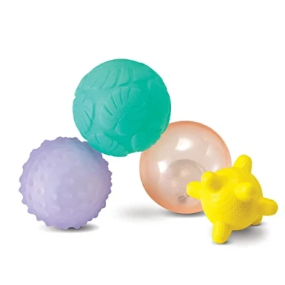 Immagine di Infantino Activity Ball Set Music &amp; Lights 4 Colourful, Bouncy, Multi Textured Balls for Fine Motor Development Little Hands, BPA free (215023 02)