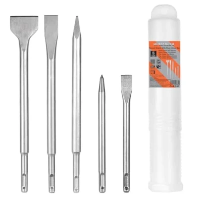 Immagine di HPMAISON Scalpelli SDS Plus 5pcs, Set di per Piastrelle e in Calcestruzzo, 3 Piatti 2 a Punti Mattoni, Cemento, Pietra Muratura