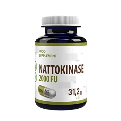 Immagine di Nattokinase 120 vegan capsule da 100 mg ciascuna (20.000 FU/g) Certificato di analisi AGROLAB Germania, ad alta resistenza, senza riempitivi o altri additivi, glutine, OGM