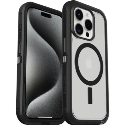 Immagine di Otterbox Defender XT Backcover per cellulare Apple iPhone 15 Pro Trasparente, Nero Compatibile con MagSafe