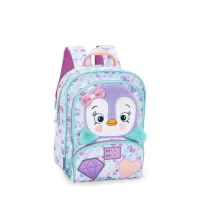 Immagine di Mofu Zainetto Bambina Ufficiale Mofu, Ideale per Asilo e Tempo Libero, con Spallacci Imbottiti, Retro Fondo Termoformati, Pratiche Chiusure a Zip, 23x30Hx10 cm, Pinguino