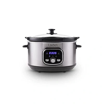 Immagine di Lauben Slow Cooker 3500SB Pentola con tecnologia Thermeffect®, SlowHeat®, ricettario, contenitore interno in ceramica, due livelli di temperatura, regolazione manuale dell&#039;ora, 3,5 l