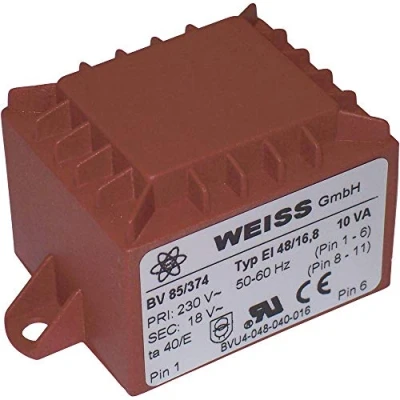 Immagine di Weiss Elektrotechnik 85/378 Trasformatore per PCB 1 x 230 V 2 12 V/AC 10 VA 417 mA