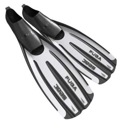 Immagine di SEAC Fuga, Pinne da Subacquea per Immersioni e Apnea a Scarpetta Chiusa, Made in Italy Unisex Adulto, Bianco, 40/41 EU