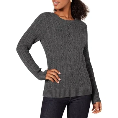 Immagine di Amazon Essentials Maglione da Pescatore A Girocollo Coste Manica Lunga (Disponibile in Taglie Forti) Donna, Carbone Puntinato, 4XL Plus