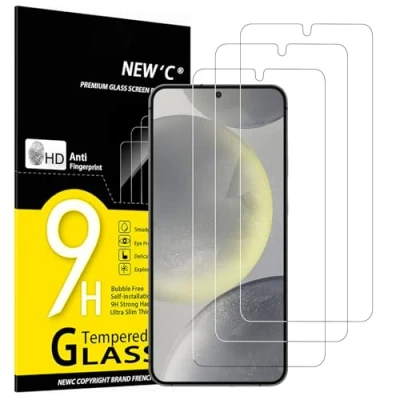 Immagine di NEW&#039;C 3 Pezzi, Vetro Temperato per Samsung Galaxy S24 Plus / S24+ 5G, Pellicola Prottetiva Anti Graffio, Impronte, Durezza 9H, 0,33mm Ultra Trasparente, Resistente