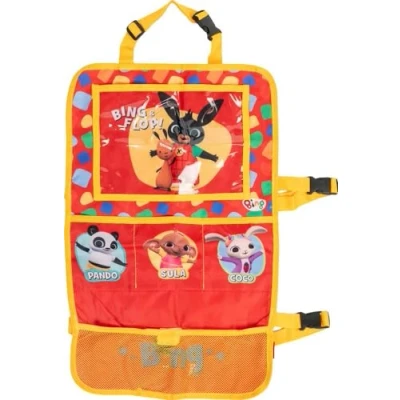 Immagine di TataWay in viaggio si cresce Bing Proteggisedile portaoggetti Tablet Organizer auto per bambini di colore rosso con i simpatici Bing, Flop, Pando, Sula e Coco
