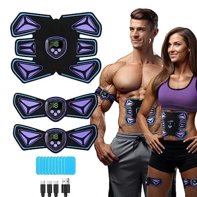Immagine di ABS Stimulator EMS Muscolare, Ricaricabile Elettrostimolatore Muscolare Addominali Elettrico con 10 Cuscinetti di Gel Ricambio, Addome/Braccia/Gambe, 6 modalità &amp; 15 Intensità (Coleottero)
