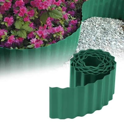 Immagine di GARDENIX Bordi per aiuole ondulati prato in plastica Lunghezza 9 m, Altezza 20 cm, Verde