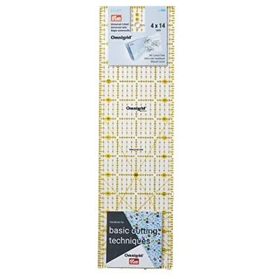 Immagine di Prym Universal Lineal 4 x 14 inch Omnigrid Ruler, Transparent, Black, Yellow