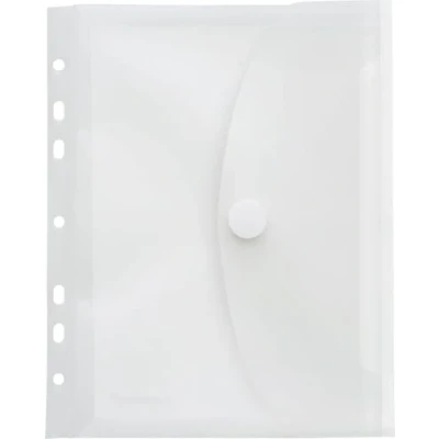 Immagine di FolderSys 10 buste portadocumenti formato A5, in polipropilene, 20 mm, pieghevoli, con fori e chiusura velcro, trasparenti