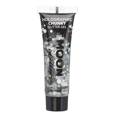 Immagine di Glitter Olografico Chunky Gel Per Viso e Corpo by Moon 12ml Argento Pittura