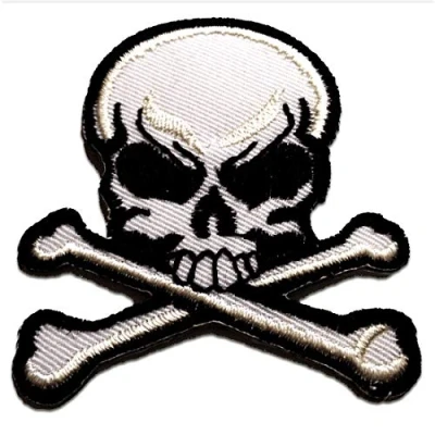 Immagine di teschio Biker Toppe termoadesive Patch Toppa ricamate, misura: 6,3 x 7,2 cm