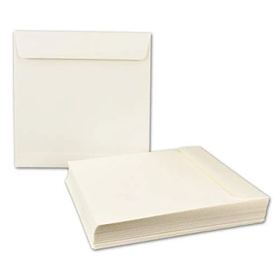 Immagine di 25 buste quadrate, 19 x cm, colore bianco opale, incollaggio a umido, forte qualità, 120 g/m², per biglietti di invito