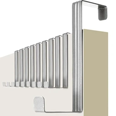 Immagine di 4smile Ganci per porta [set di 10, acciaio inox] appendiabiti [con pad in feltro] come protezione della superficie gancio appendere