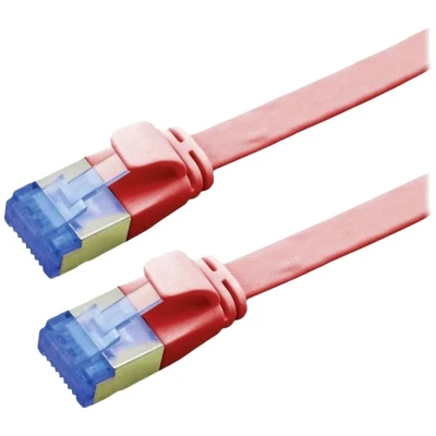 Immagine di Value 21.99.2120 RJ45 cavo di rete, patch CAT 6A F/UTP 0.50 m Rosso (chiaro) Schermato, piatto, contatti connettore dorati 1 pz.
