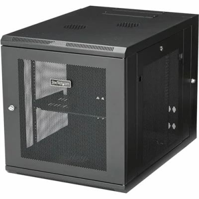 Immagine di StarTech.com Armadio Rack 19&quot; 12U a Muro, Server Ventilato 4 Montanti profondo 61 cm; con Ripiano per Dispositivi di Rete/AV, Pannello posteriore Cerniere, Pre Assemblato (RK1232WALHM)