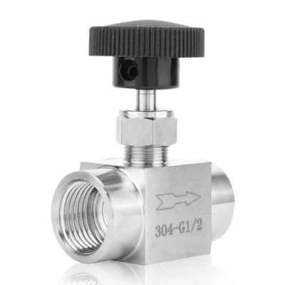 Immagine di Valvola a spillo diritta BSPP in acciaio inossidabile con filettatura femmina per trasmissione di acqua, gas, olio, carburante e altri mezzi(1/2&quot;)