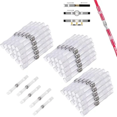 Immagine di giunti di filo saldati e sigillati CTRICALVER, 50 testa impermeabili termorestringenti, terminali filo, isolati marini (bianco trasparente)