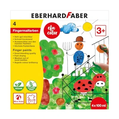Immagine di Eberhard Faber 578804 colori a dita EFA Color, 4 da 100 ml ciascuno, per bambini atossici
