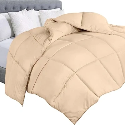 Immagine di Utopia Bedding Trapunta trapuntata con linguette angolari alternativa, cuciture a scatola (doppio, beige)