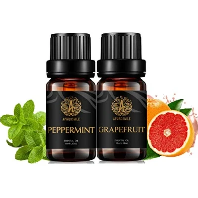 Immagine di Aromaterapia menta piperita olio essenziale Set per diffusore, 2X10ml 100% puri pompelmo oli essenziali umidificatore piperita, oli, Olio,