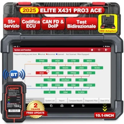 Immagine di LAUNCH X431 PRO3 ACE DBScar VII obd2 auto diagnostica, mappatura topologia OEM, codifica online, CANFD DoIP, 39+ servizi, AutoAuth FCA SGW, HD Trucks Scan, IMMO, 10.1 pollici, Modello 2024