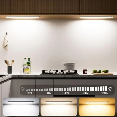 Immagine di OUILA Luce Led Sottopensile Cucina,2PCS 43CM Armadio con Sensore,3000K 6500K Dimmerabile,2500mAh,108LED Luci Sensore per Cucina Scale Corridoio Garage Letto
