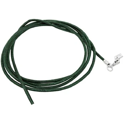 Immagine di unbespielt Collana a Catena Corda Verde per Gli Uomini delle Donne o Bambino moschettone di Chiusura Color Argento colorato Lunghezza 1m accorciata. Larghezza 2 mm.