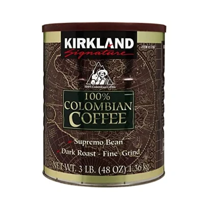 Immagine di Kirkland Signature 100% Colombian Filter Coffee Supremo Bean Dark Roast Fine Grind 1.36kg