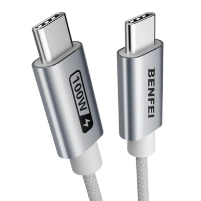 Immagine di BENFEI Cavo silicone USB C PD 100W 1M [Guscio in alluminio, design intrecciato, antigroviglio], Type Ricarica Rapida per iPhone 15/15Pro/15Plus/15ProMax MacBook Pro/iPad Pro 2023 Galaxy S23