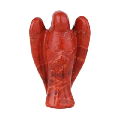 Immagine di Morella Portafortuna a forma di angelo gemma pietre preziose diaspro rosso 3,5 cm in un sacchetto velluto