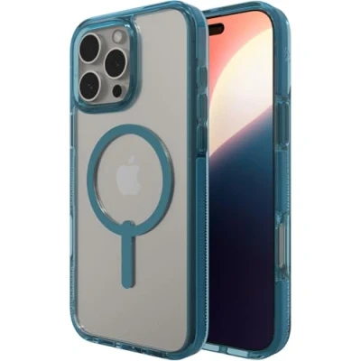 Immagine di ZAGG Santa Cruz Snap Case Rinforzato in Grafene per iPhone 16 Pro Max [6,9 pollici], MagSafe Compatibile, Anti Giallo, Resistente ai Graffi, Design Sottile, Shockproof (Blu Retro)