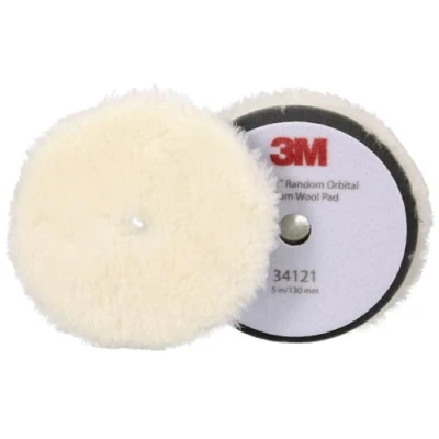 Immagine di Perfect It Cuffia in lana per paste abrasive lucidatrici rotorbitali 3M It, medio, bianco, 130 mm (5 in), 34121, 2 assorbenti confezione