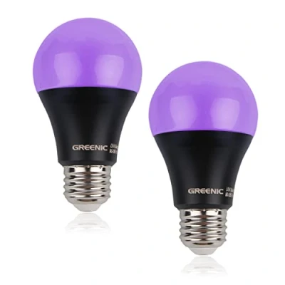 Immagine di Lampadine a luce nera LED UV E27 8W, lampada con lampadina nera, ultravioletti per Halloween, feste di compleanno bambini, pittura il corpo, 2 pezzi