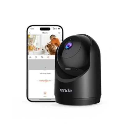 Immagine di Tenda 2K Telecamera sicurezza Interno, Videocamera Wi Fi Pan Tilt per la domestica, rilevamento del movimento, modalità privacy, visione notturna 10 m, audio bidirezionale (CP3 V3.0 Nero)