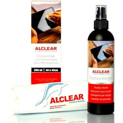 Immagine di ALCLEAR 721DR Detergente display 250 ml e panno in microfibra ultra privo di lanugine, pulisce TV, LCD/TFT, plasma, smartphone senza striature