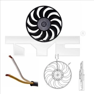 Immagine di TYC 802 0051 ventola radiatore 400 330 senza telaio AUDI: A4 B6 Avant, B7 A6 C5 SEAT: Exeo ST