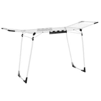 Immagine di SONGMICS LLR518W01 Stendibiancheria, 56,5 x 173 96,5 cm, con supporto per calze, in metallo, vestiti, asciugamani, biancheria, bianco