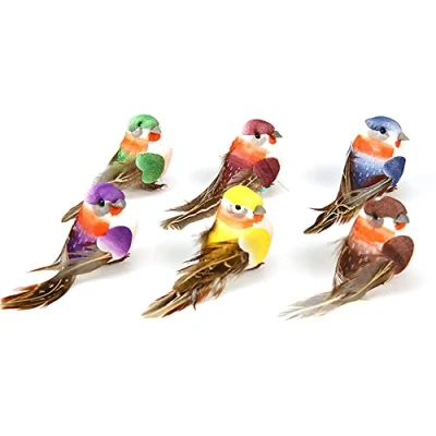 Immagine di duoyif Uccello Di Piume Artificiali 6Pezzi Decorazione a Forma Uccellino, Colorato Con Clip, Da Giardino Artificiale, Piuma Per In Miniatura Rami Decor Nuziali