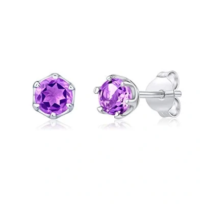 Immagine di SILVEGO Orecchini da Donna in Argento 925 con Vera Ametista Viola 4 mm Farfallina, JJJ1032AM