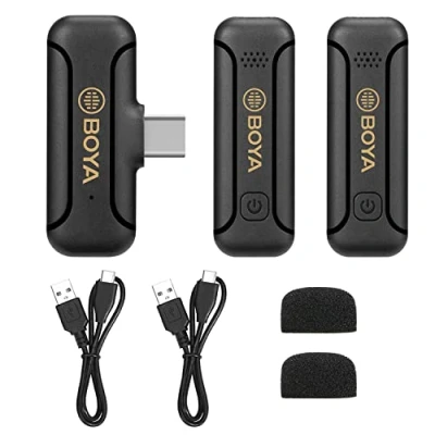 Immagine di BOYA Microfoni Wireless Lavalier Android di tipo C USB, BY WM3T2 U2 Sistema microfono portatile per registrazione, streaming live, YouTube, Tiktok, Facebook, Auto sync riduzione del rumore