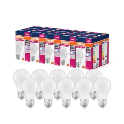 Immagine di OSRAM Valore a stella LED Classic A40 per socket E27, forma della pera, FR, 470 lumen, bianco freddo, 4000k, sostituzione lampadine da 40w convenzionali, non dimmerabile, 10 pacchetti