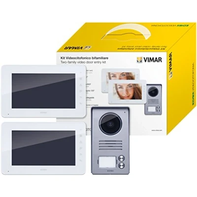 Immagine di Vimar K40911 Kit Videocitofono Bifamiliare con Alimentatori Multispina, ‎Attivazione solo Movimento, Bianco / Grigio, ‎16 x 2 9 cm, 1.78 Kg