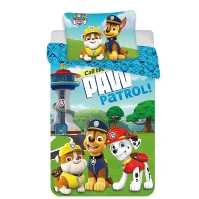 Immagine di JFabrics Parure da letto per bebè, motivo: Paw Patrol reversibile, copripiumino 100 x 135 cm + federa 40 60 Marcus, Chase e Ruben